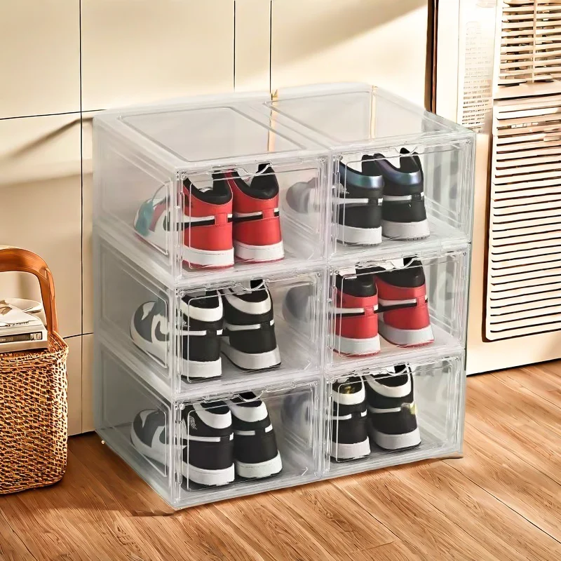 10 Pack Large Shoe Boxes Clear Plastic Stackable,Shoe Storage Organizer with Lids - Image 2