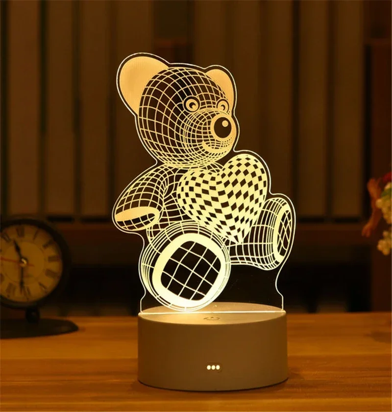 1pc USB Operated Night Light Creative 3D Acrylic Bedroom Bedside LED Table Lamp Ornaments Christmas Holiday Birthday Event Gift - Image 2