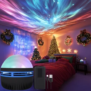 1pc LED Northern Lights Projection Lamp,Aurora Borealis Effect,Remote Control,USB Powered,Color-Changing Light,For Bedroom Decor