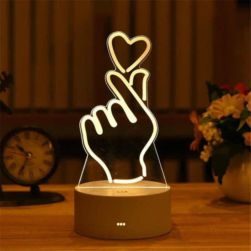 1pc USB Operated Night Light Creative 3D Acrylic Bedroom Bedside LED Table Lamp Ornaments Christmas Holiday Birthday Event Gift - Image 5
