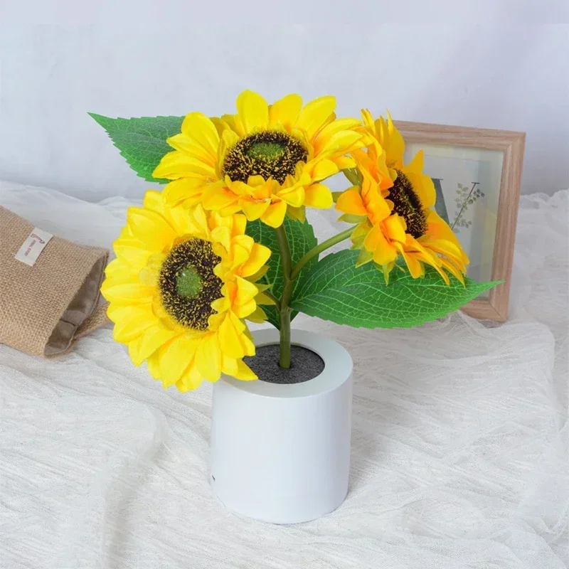 3 LED Night Light Rechargeable Sunflower Lights Interior Lighting Bedroom Bedside Desktop Decoration Table Lamp Night Lamps - Image 6