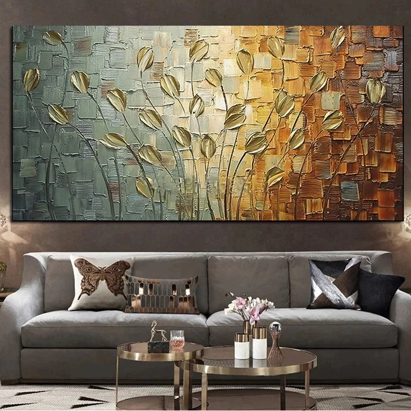 Abstract White and Golden Flower Canvas Painting Modern Prints and Posters Wall Art Pictures for Living Room Home Decor Unframed - Image 3