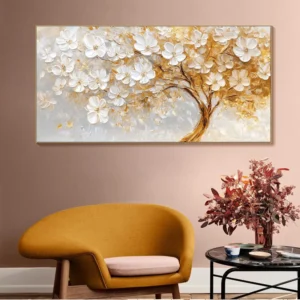 Abstract 3D Texture Light Luxury Gold Foil Flower Posters Art Modern Simple Fortune Tree Canvas Painting Living Room Home Decor